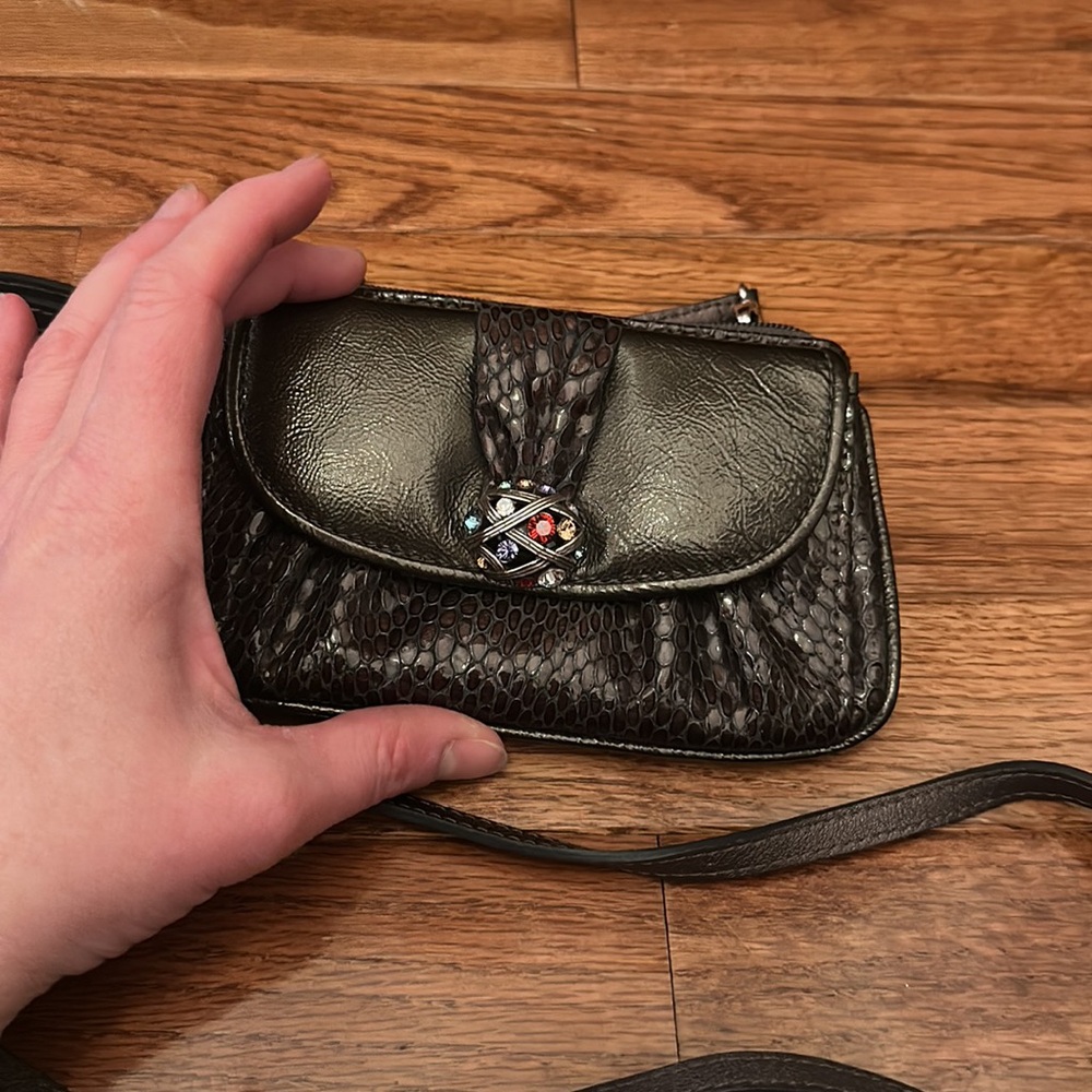 Brighton green Mini Crossbody Bag with removable strap - vintage style